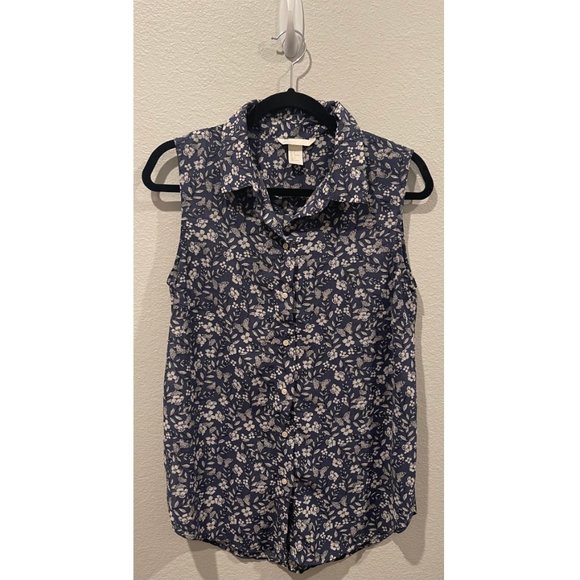 H&M Tops - H&M Blue Navy Floral Blouse